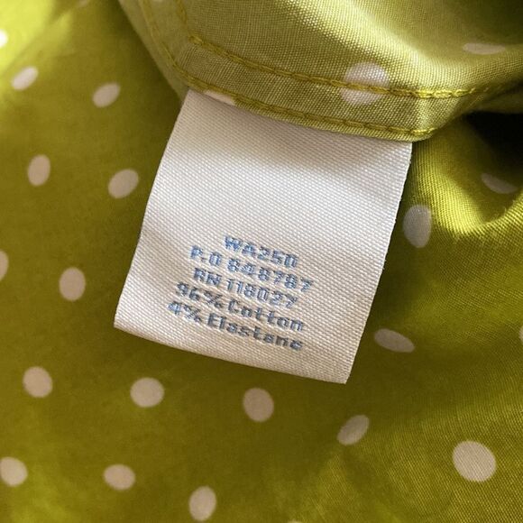 Boden 6 Long Sleeve Polka Dot Button Up Fitted Top Lime Green - Picture 6 of 6